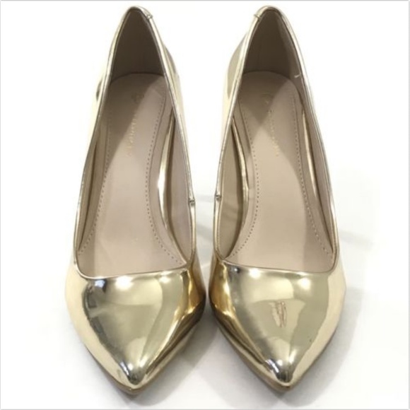 FARYLROBIN Stiletto Heels Gold Closed Toe NEW 6.5 - Picture 2 of 6